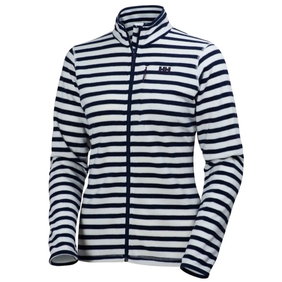 HELLY HANSEN  WOMEN BYKLE GRAPHIC FLEECE STRIPED BLUE AND WHITE - M - Picture 1 of 11